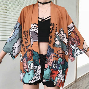 Haori Feminino - Arte Ukiyo-E