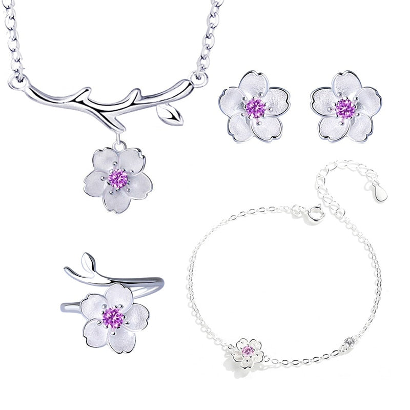 Conjunto Cherry Blossom 4 pcs - Prata 925