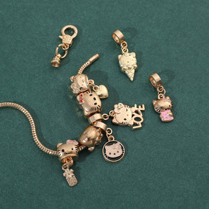 Berloques com Pulseira Hello Kitty Dourado